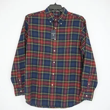 Cremieux Men's Long-Sleeve Shirt L Blue Green Red Plaid 100% Cotton NWT $79.50