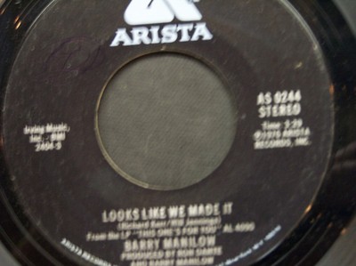 BARRY MANILOW 45 RPM ''Looks Like We Made It'' & ''New York City Rhythm'' VG- cond.