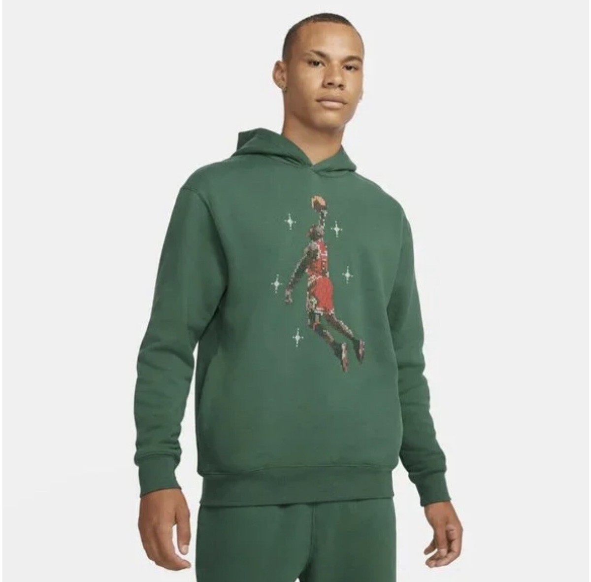 Nike Jordan Essentials Green Holiday Men's Large Pullover Hoodie