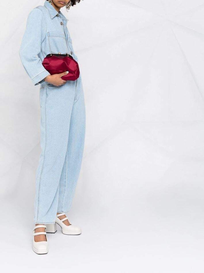 NWT See by Chloe Tilly Small Satin Clutch Crossbody Dark Red