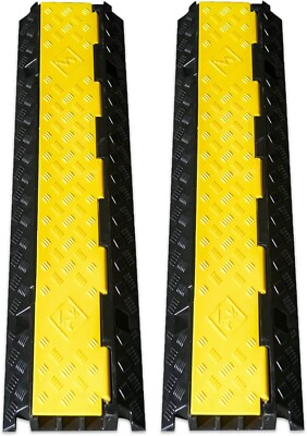 CXRCY Cable Ramp 2 Pack of 3 Channel PVC Rubber Cable Protector,44000lbs Capacit
