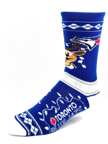 Calze Toronto Blue Jays Maglione Righe Renne Natale Vacanze Crew - Foto 1 di 2