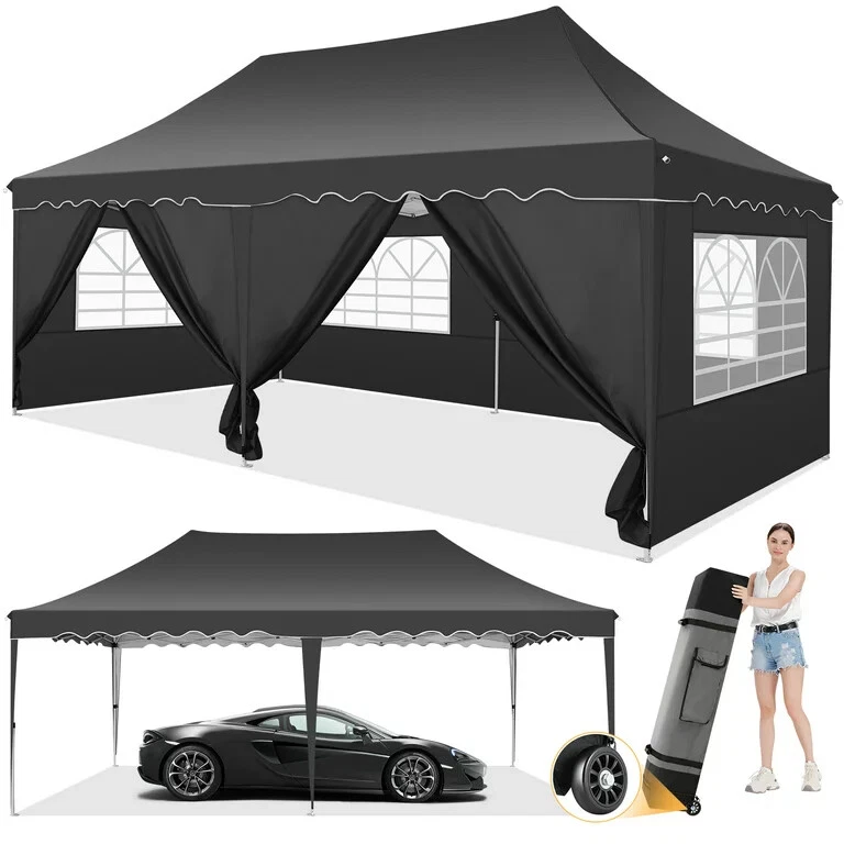 SANOPY Canopy 10' x 20' Pop Up Canopy Tent Heavy Duty Waterproof Adjustable  Commercial Instant Canopy Outdoor Party Canopy with 6 Removable Sidewalls,  Carry Bag, 4 Sandbags, Gray 