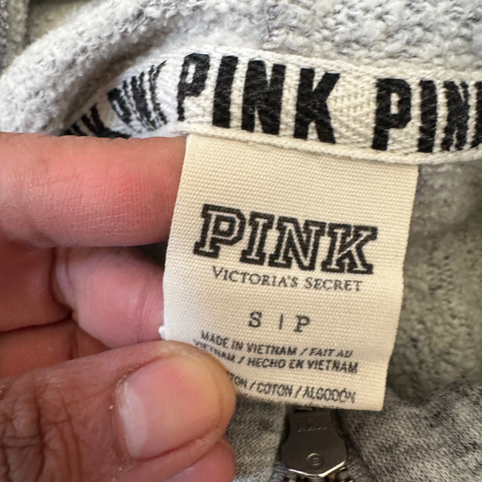 UNDERCOVER Felpa con cappuccio ROSA Victoria's Secret pullover quarto zip tempo libero top piccola