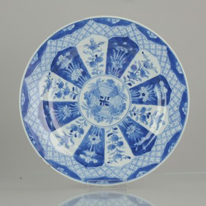 Antique Kangxi Period Cobalt Blue Flower compartment plate Pomegranate