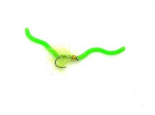 6 x Goldhead Squirmy Wormy Flies - Green - Trout Fishing Flies