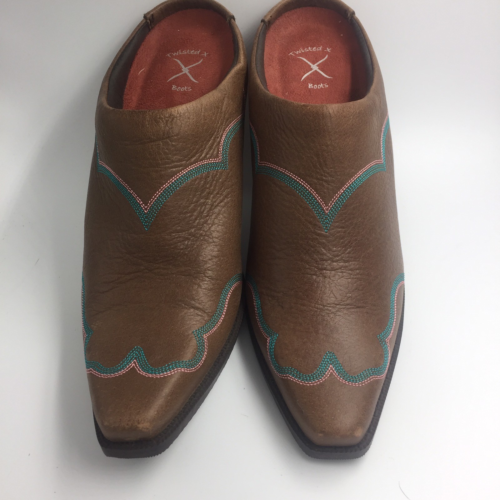TWISTED X BOOTS Western Brown Leather Slip On Heels Pumps Mules shoes Woman 9.5 TWISTED X BOOTS Western Brown Leather Slip On Heels Pumps Mules shoes Woman 9.5