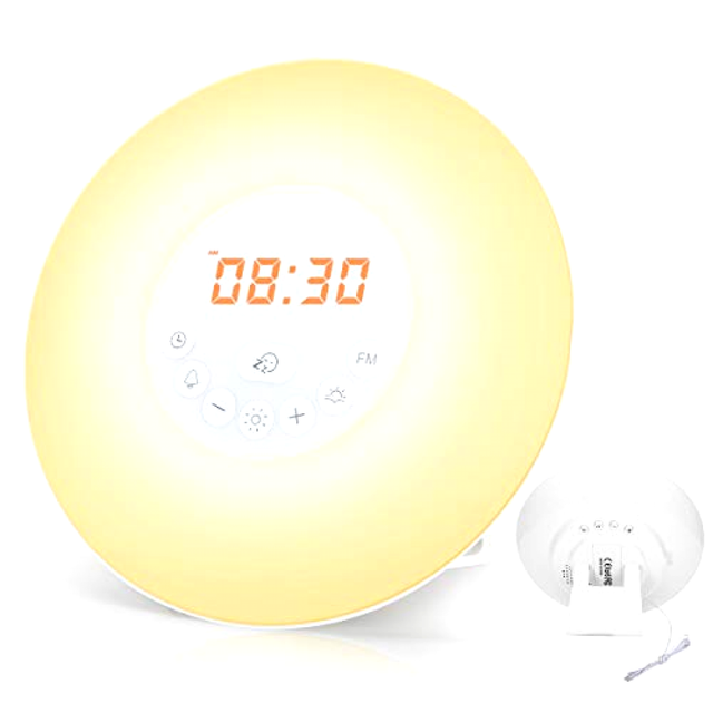 merkury innovations renew sunrise simulation wake up lamp and clock
