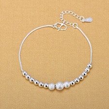 Fashion Women's 925 Sterling Silver Beads Ball Foot Chain Ankle Bracelet AB47