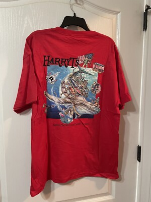 Vintage 1994 Harry Ts Yacht Club T Shirt Giraffe Circus Tee Blue AOP 90s Large