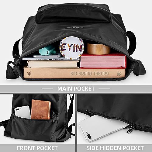 Drawstring Backpack Water Resistant String Bag Sports Gym Sack with Side Blue - Picture 4 of 6