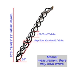 PreAsion Interlayer Telescopic Folding Loft Ladder Stairs Black 10/12 Steps  Alu