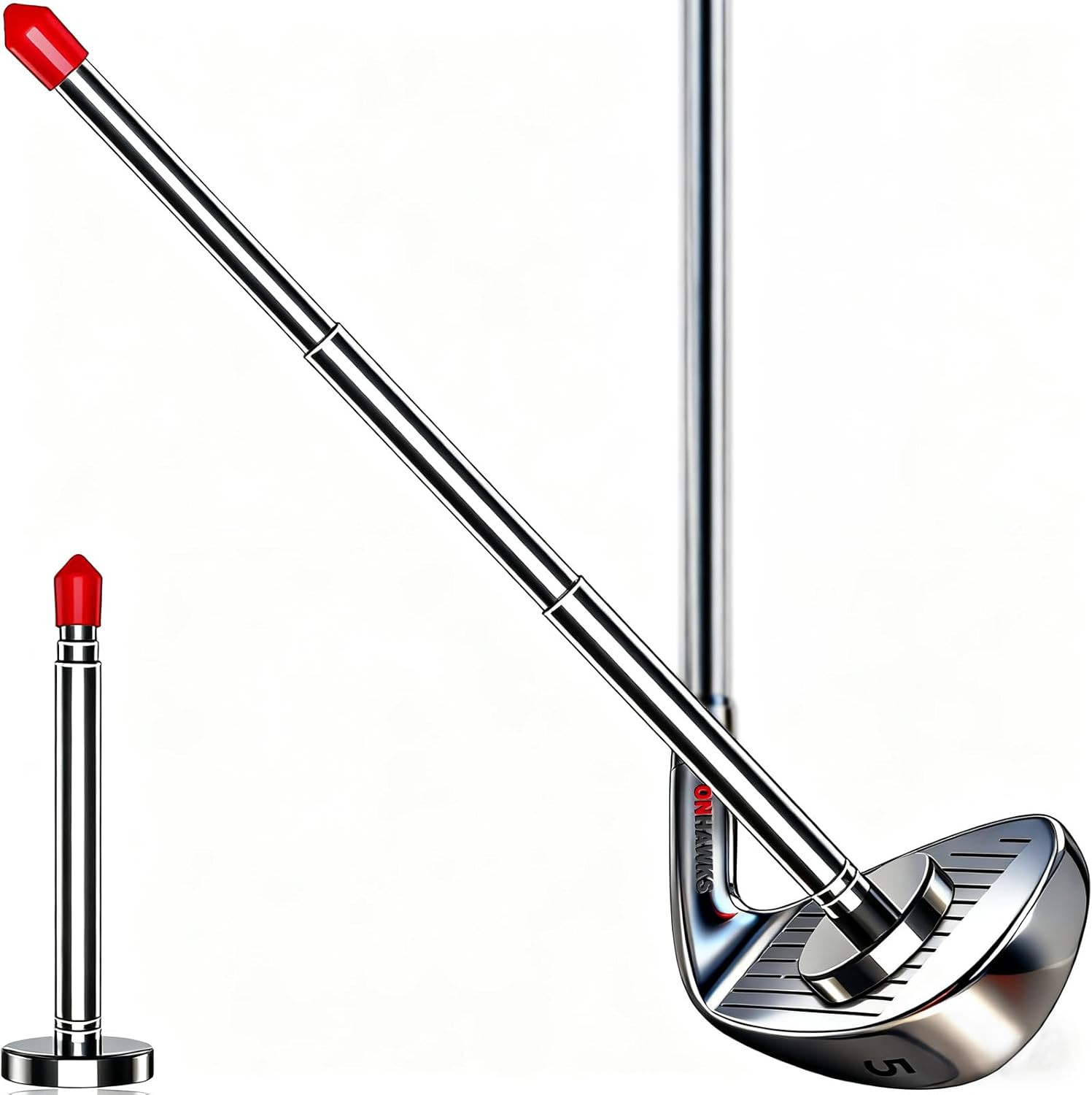 Golf Alignment Rods-Club Alignment Sticks with Telescopic Magnetic Corrector Tra