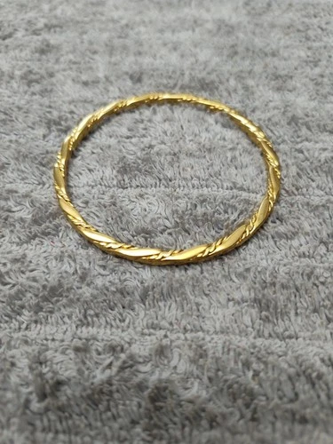 Vintage Monet L Costume Jewelry Gold Toned Braided Twist Bangle Bracelet 8"