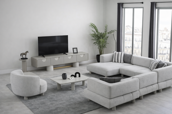 Modernes Graues Tv-Lowboard Exklusiver Tv-Schrank Wohnzimmer MöBel-image