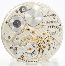 South Bend 12-size, 21 Jewel Studebaker Pocket Watch Movement - Running