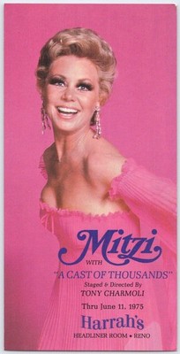 Vintage 1975 Mitzi Harrah's Reno Show Oversize Postcard A Cast of Thousands