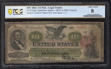 FR. 94 1862 $10 LEGAL TENDER UNITED STATES NOTE PCGS BANKNOTE VERY GOOD-8