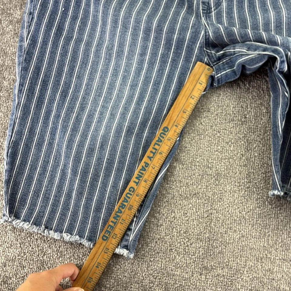 Bermudas vaqueras DG2 azules a rayas para mujer talla grande 1X tiro alto Foto 3 de 4