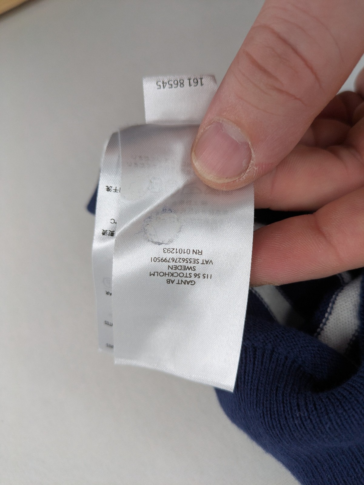 Gant Herren Pullover Pulli XL dunkelblau weiß gestreift Baumwolle Rundhals image 7