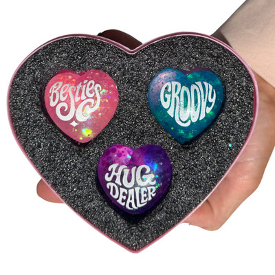NeeDoh Squeeze Hearts Teenie Sparkle Glitter Squeeze Ball 3 Pack - NEW