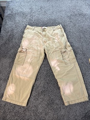 Vintage Levis Cargo Pants Mens 40x28 Beige Distressed Wide Baggy Work Y2K