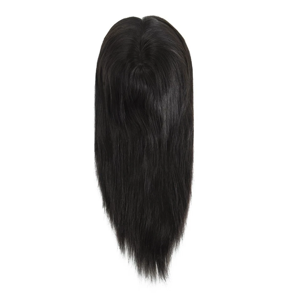 Toupee para Hombres Cabello Humano Encaje Sistema de Reemplazo de Piel Pelo Negro 16"" Cabello Foto 2 de 4