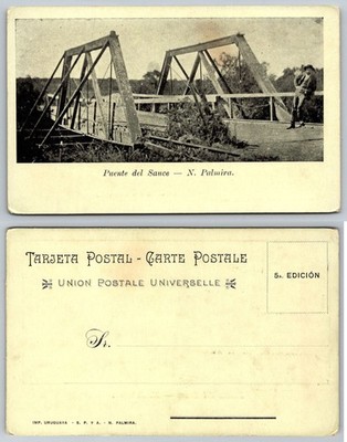 Puente del Sauce Nueva Palmira Uruguay Bridge RPPC Postcard 1910s