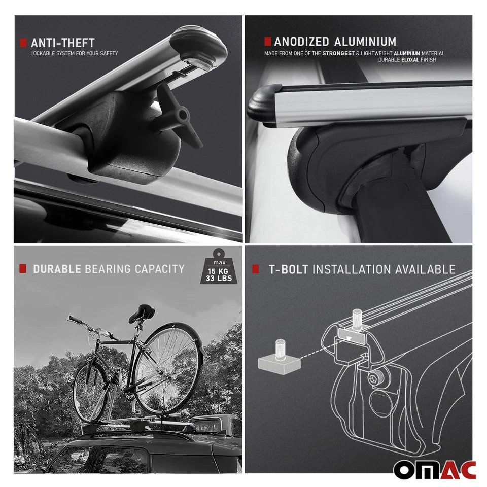 Juego de portabicicletas portabicicletas portabicicletas para Mitsubishi Outlander 2007-2013 gris 3x Foto 3 de 4