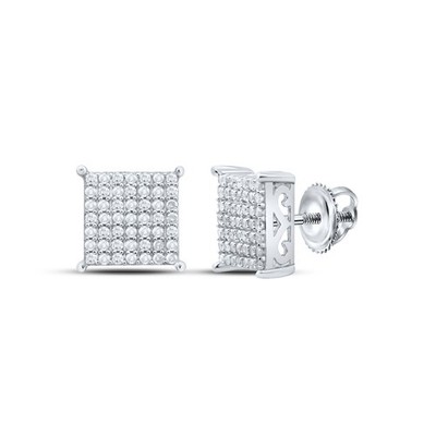 Quadratische Ohrstecker 0,45 ctw natürlicher Diamant 925 Sterlingsilber
