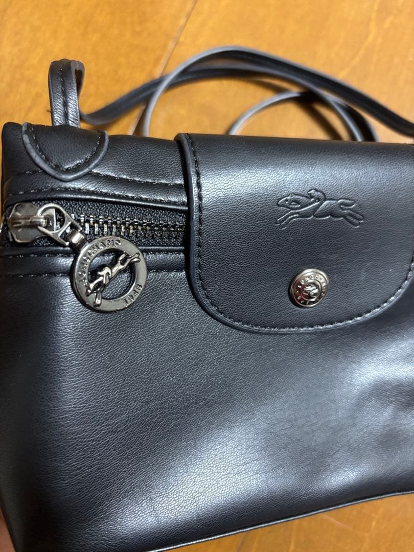 Longchamp Rare Sold Out Item Xtra Shoulder Bag Black Leather Limited Edition VHT image 3