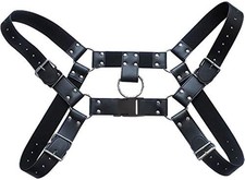 Men's Faux Leather Body Chest Harness Adjustable Shoulder Cage Belt Costume