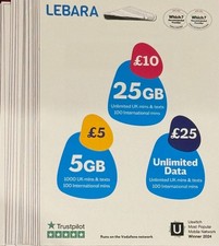 Lebara Sim Card pay as you go uk 3 in 1 Nano Micro Standard