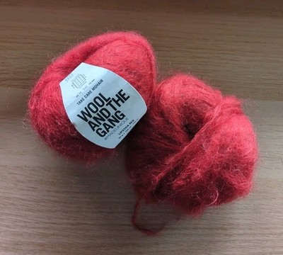 Lot Of 2 Wool and the Gang Take Care Mohair Yarn Skeins Lipstick Red Super Soft