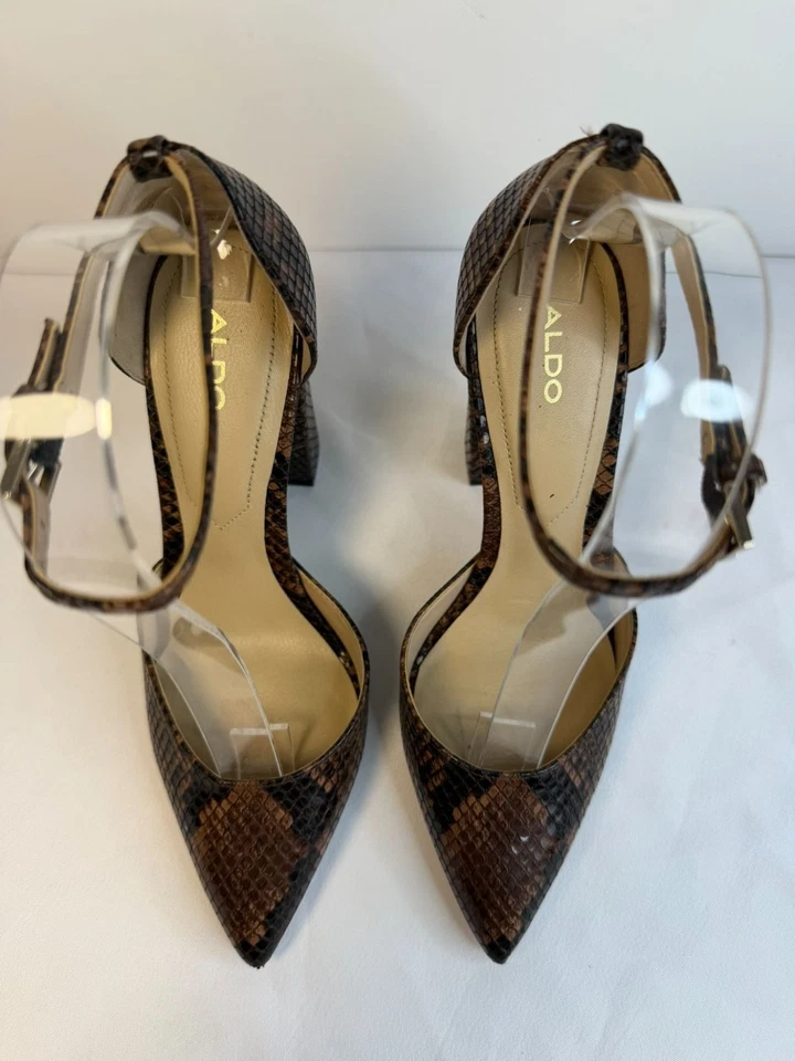 Zapatos de salón Mary Jane Aldo Nicholes para mujer talla 7 marrón con estampado de piel de serpiente Foto 3 de 4