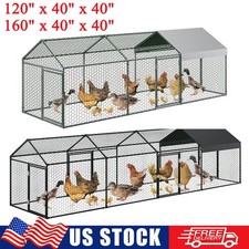 Chicken Coop Walk In Chicken Run Outdoor Hen House Habitat Cage w/ Cover  Doors