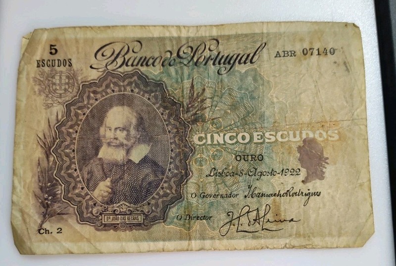 1922 Portugal 5 Escudos ABR07140