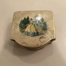 Vintage Tin Crinoline Dress Lady Decorative Metal Box Company Made In England