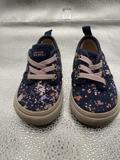 VANS Off The Wall Kids Navy Pink Orange Splatter Canvas Sneakers Lace Up US 5