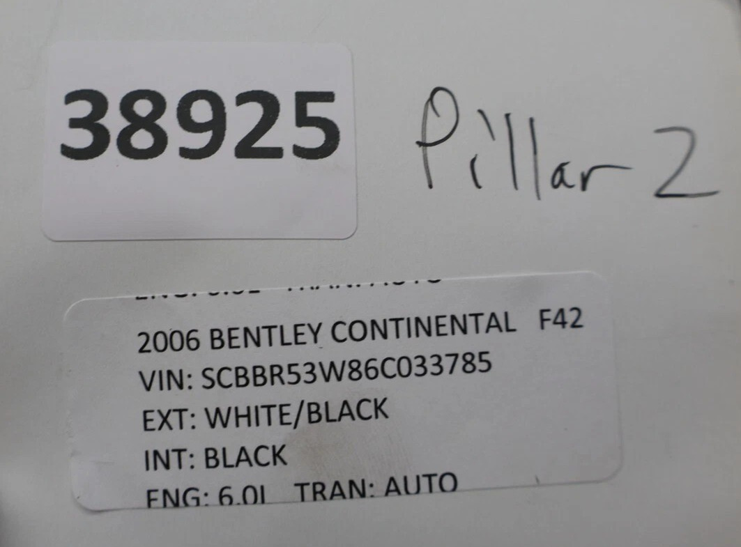 06-12 Bentley Continental Flying Spur Front Left Interior Trim A Pillar Oem