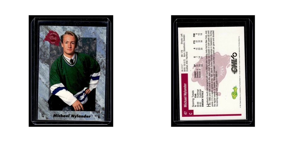 Michael Nylander 1991 Classic Draft Picks #47.0 Hartford Whalers Hockey Card NM - Image 3 of 3