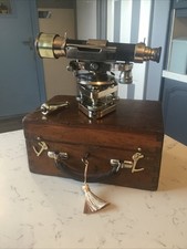 A QUALITY BRASS &  BRONZE MAHOGANY CASED HALL Bros. THEODOLITE / LEVEL CIR-1940