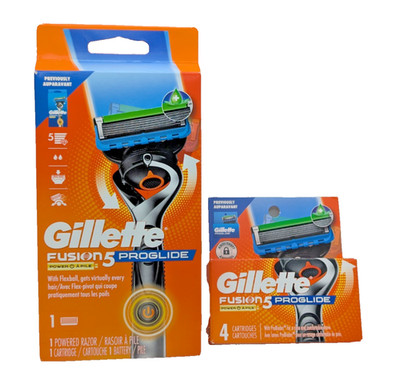 Gillette Fusion5 Proglide Power Men's 1 Razor Handle + 1 Cartridge + Pack of 4