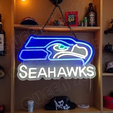 16"x9" Seattle Seahawks LED Neon Sign With Dimmer USB Powered Light Wall VL