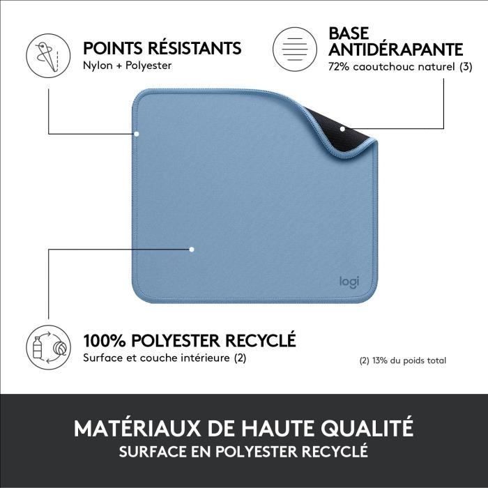 Tapis de souris Logitech Studio bleu gris avec surface à glissement facile - 4