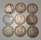 9 Seated Liberty Dimes Lot – O & S Mintmarks – 1800s US Silver Coins