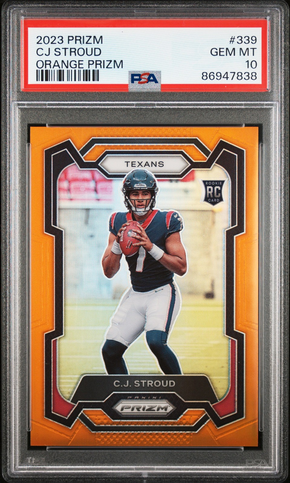 2023 PANINI PRIZM ORANGE PRIZM #339 CJ STROUD 95/249 PSA 10