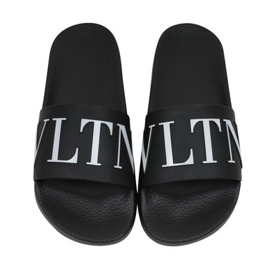 Valentino Mens Black White VLTN Logo Sandals Slides Size US  display picture 3