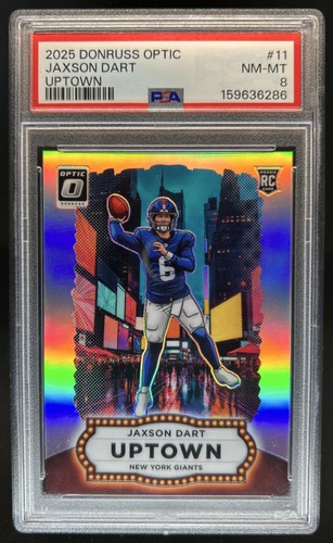 2025 Panini Donruss Optic Jaxson Dart Uptown Rookie RC SSP #11 Giants PSA 8