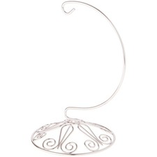 Ornament Stand Ornate Silver Small Metal Display Holder Decor 6x4x4 Inch